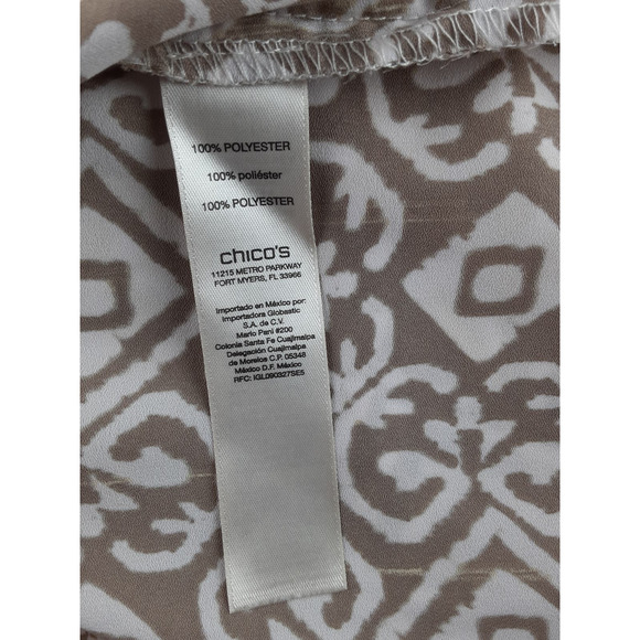 Chicos Womens Printed Ombre 3/4 Sleeve Sheer Popover Tunic Top Lightweight XL 3 - Picture 6 of 9